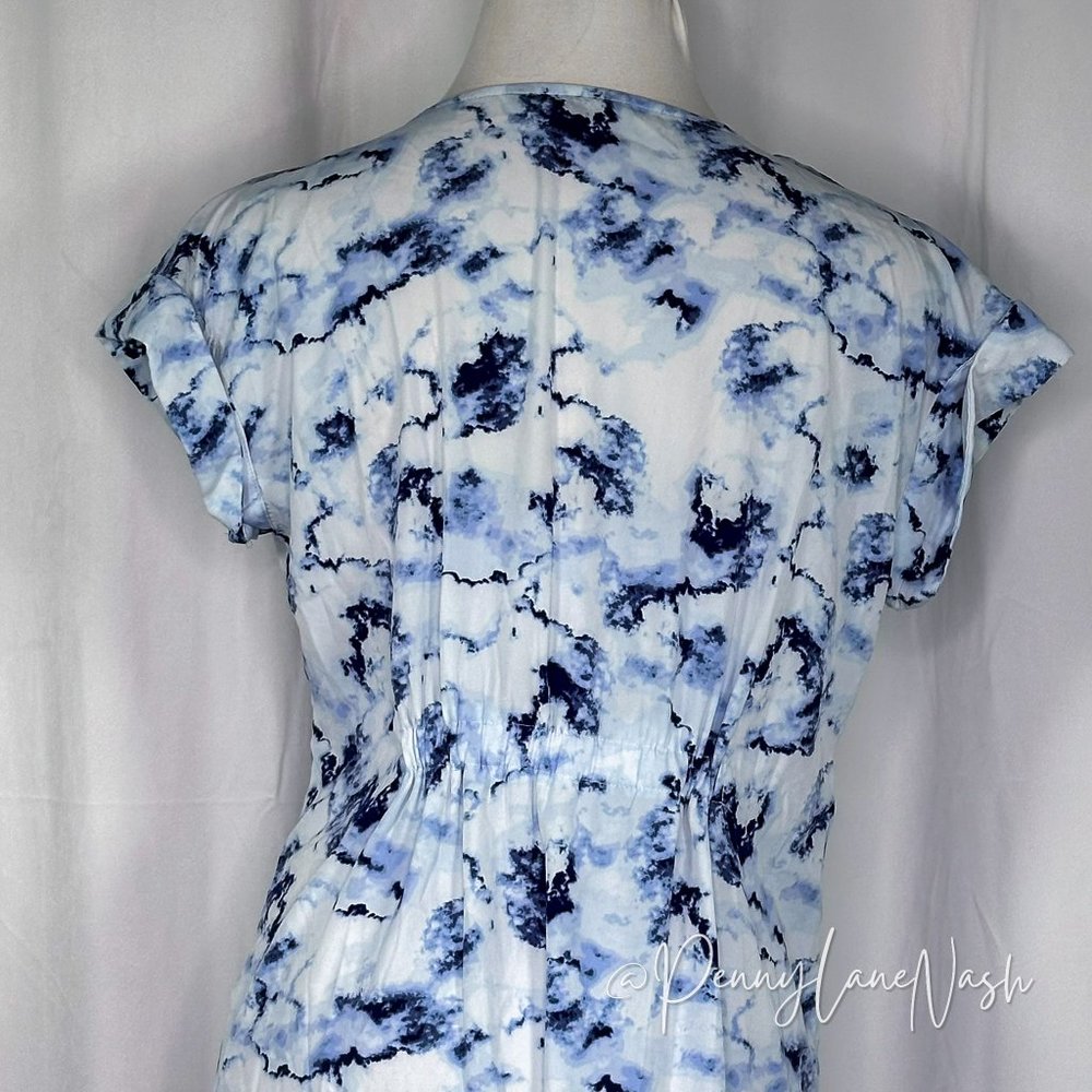 Rock & Republic Tie Dye Tie-Waist Shirt Dress Blue/White - Picture 12 of 13